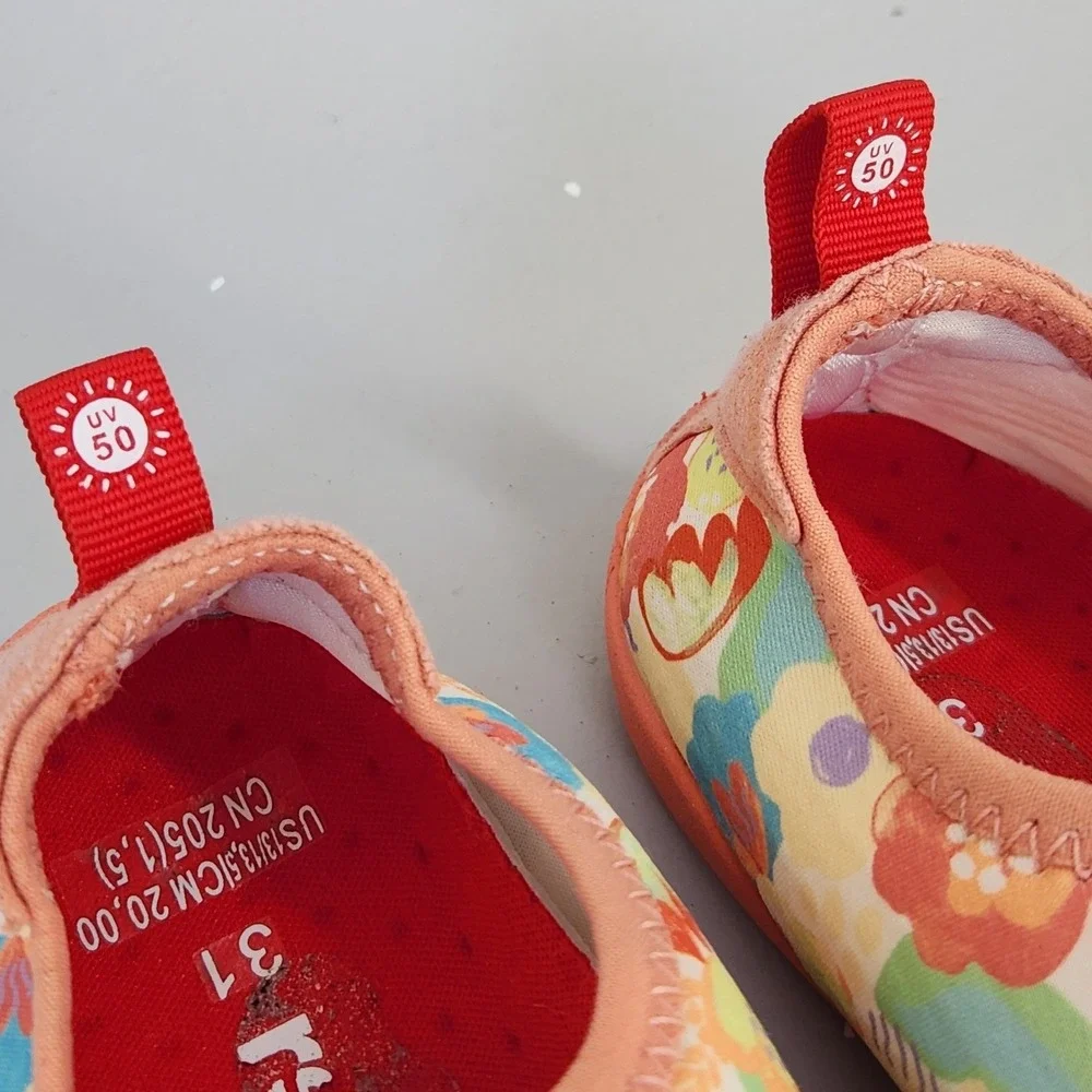 Reima Water Shoes Kids Size 13 Orange Floral Excellent UV 50+ Protection Beach